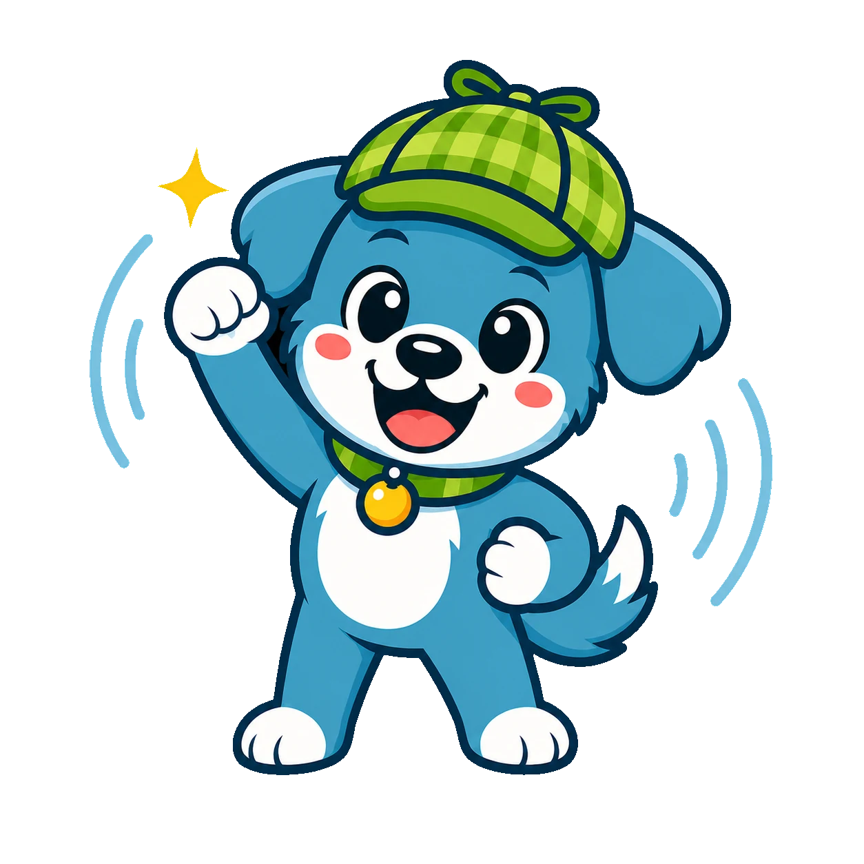 3ステップで始めようと応援する探偵犬バズ